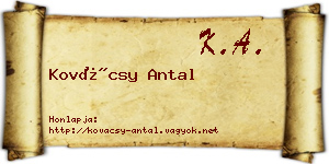Kovácsy Antal névjegykártya